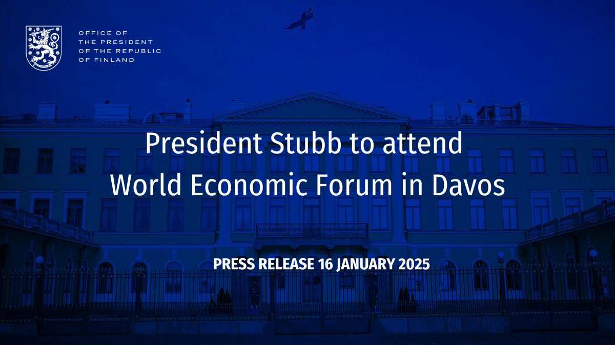 President Stubb to attend World Economic Forum in Davos Presidentti